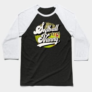 Softball Nanny Vintage Leopard Softball Family Matching Baseball T-Shirt